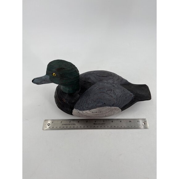 Wild River Collection Hand Carved Wooden Duck Decoy Black Duck With‎ Green Head - Picture 7 of 10